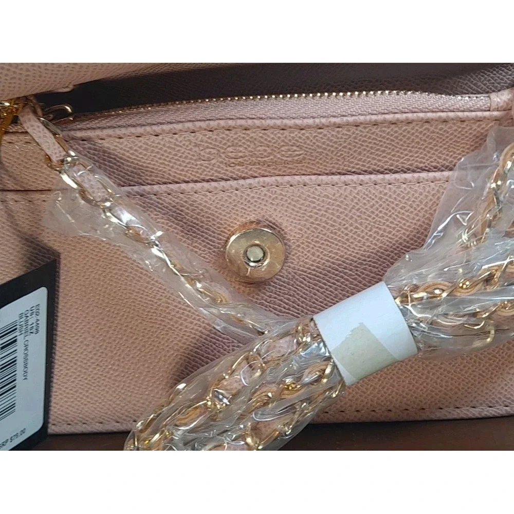 NWT Bebe Gabriel‎ Crossbody Purse Blush Color Gold Logo Women's Small E02-4498
